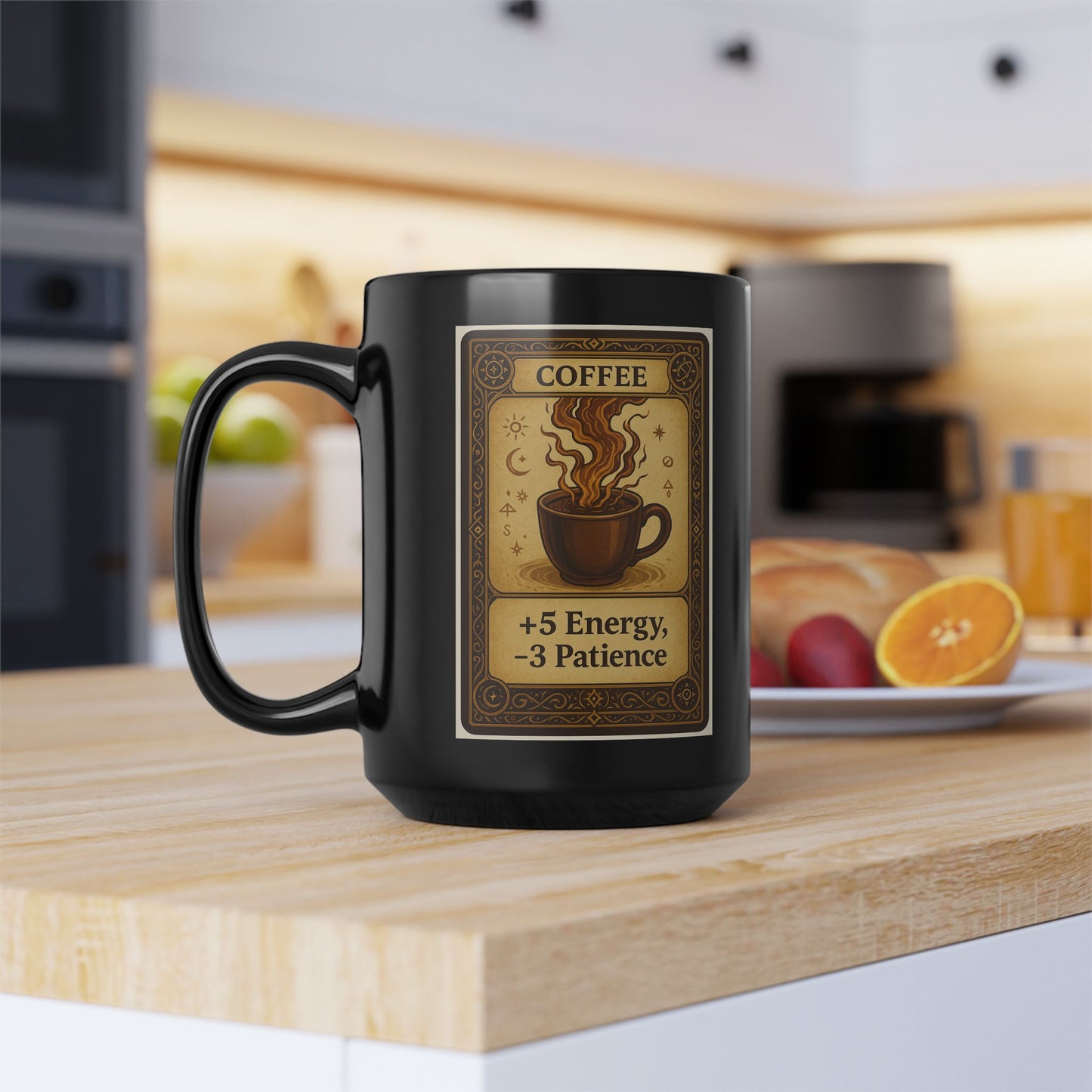 Magical Coffee Mug - +5 Energy, -3 Patience - Funny Gift for Coffee Lovers, Witchy Decor, Unique Kitchenware, Birthday, Holiday, Gift
