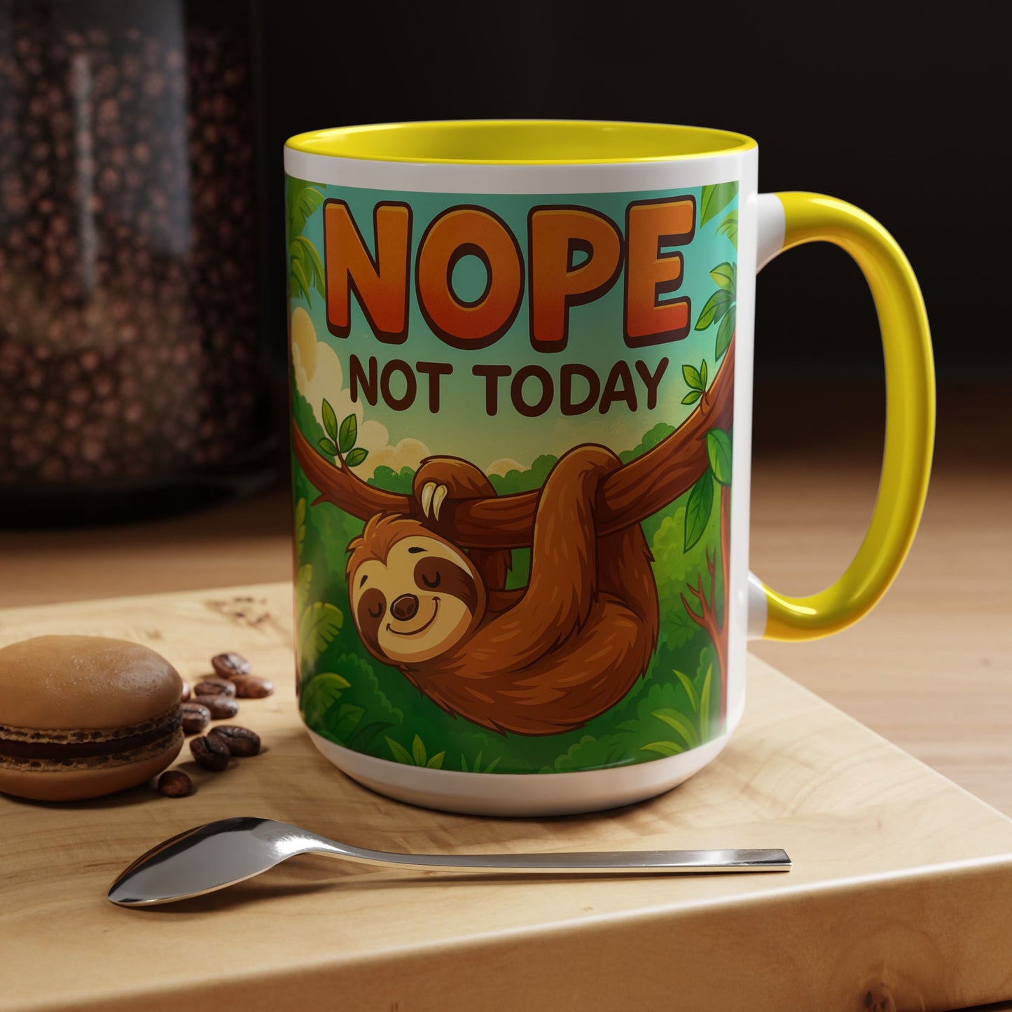 Sloth Nope Not Today-Themed Coffee Mug, Humorous Accent Mug for Animal Lovers, Perfect for Birthdays
