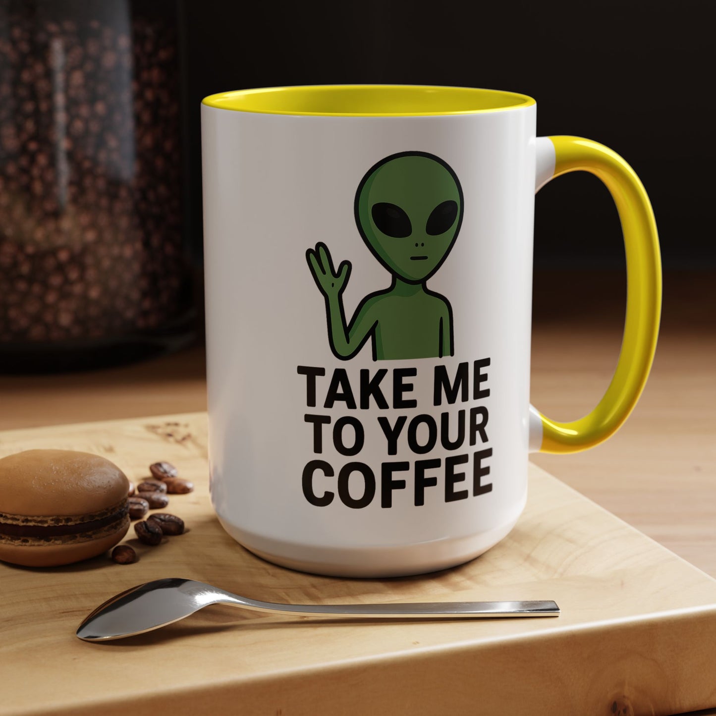 Funny Alien Coffee Mug - Take Me To Your Coffee, Humorous Gift for Coffee Lovers, Unique Office Decor, Birthday Gift