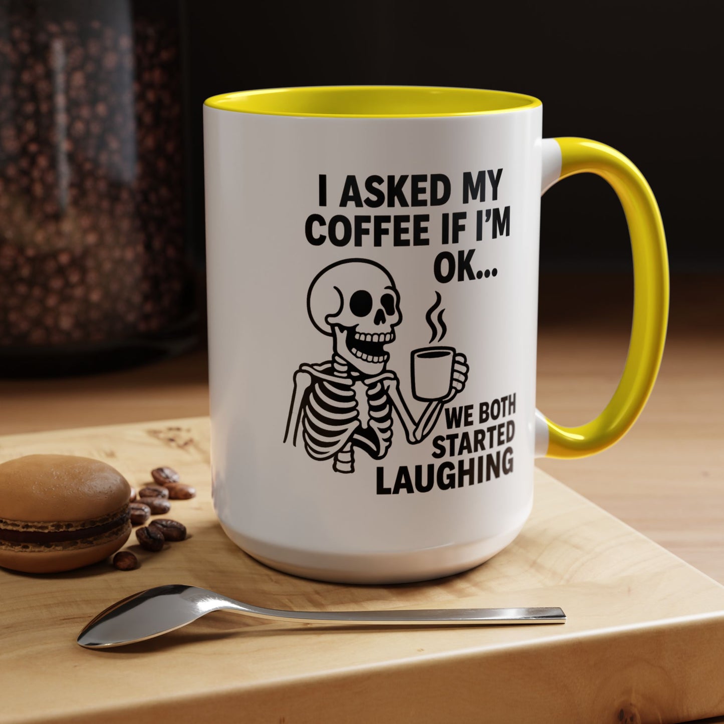 Funny Skeleton Coffee Mug, Halloween Gift, Cute Skeleton Amor, Office Mug, Day of the Dead Coffee Cup