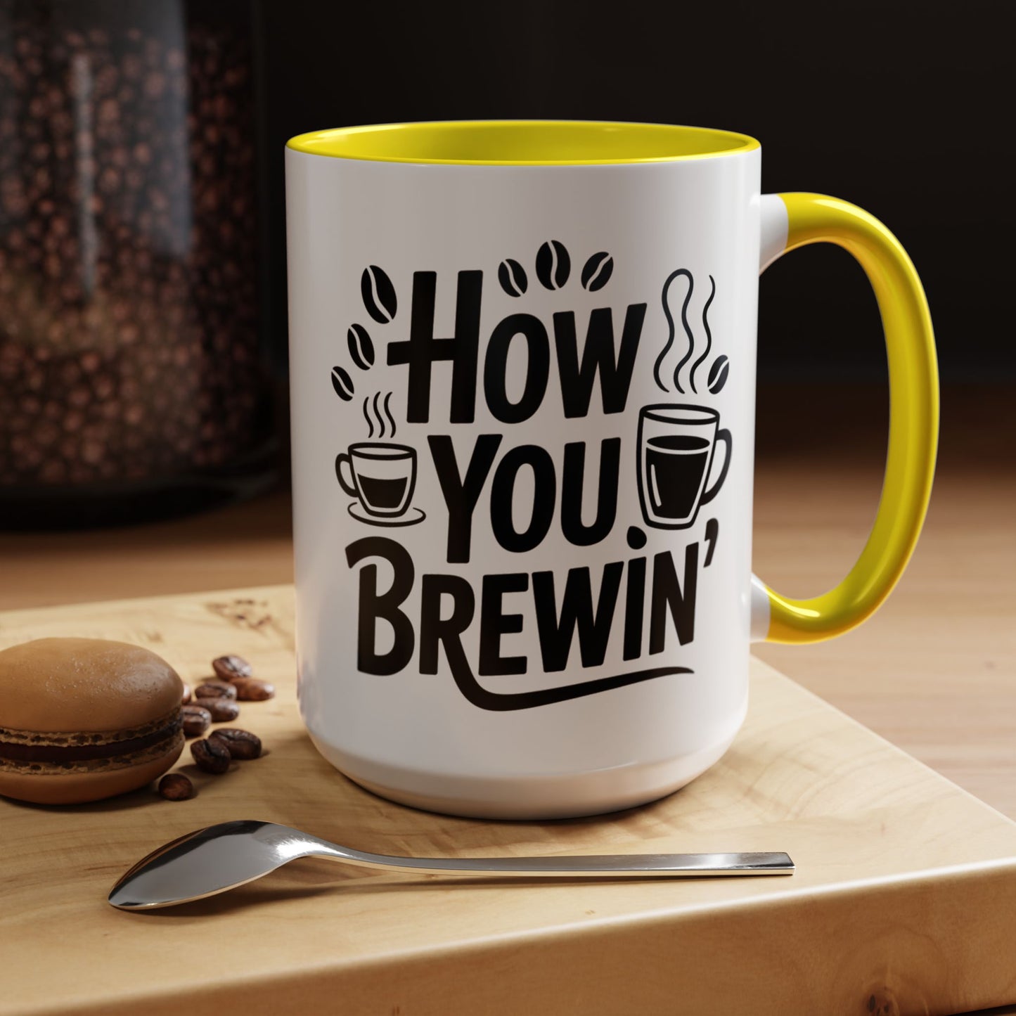 How You Brewin' Coffee Lover's Accent Mug - Perfect for Daily Coffee Ritual, Birthday Gift