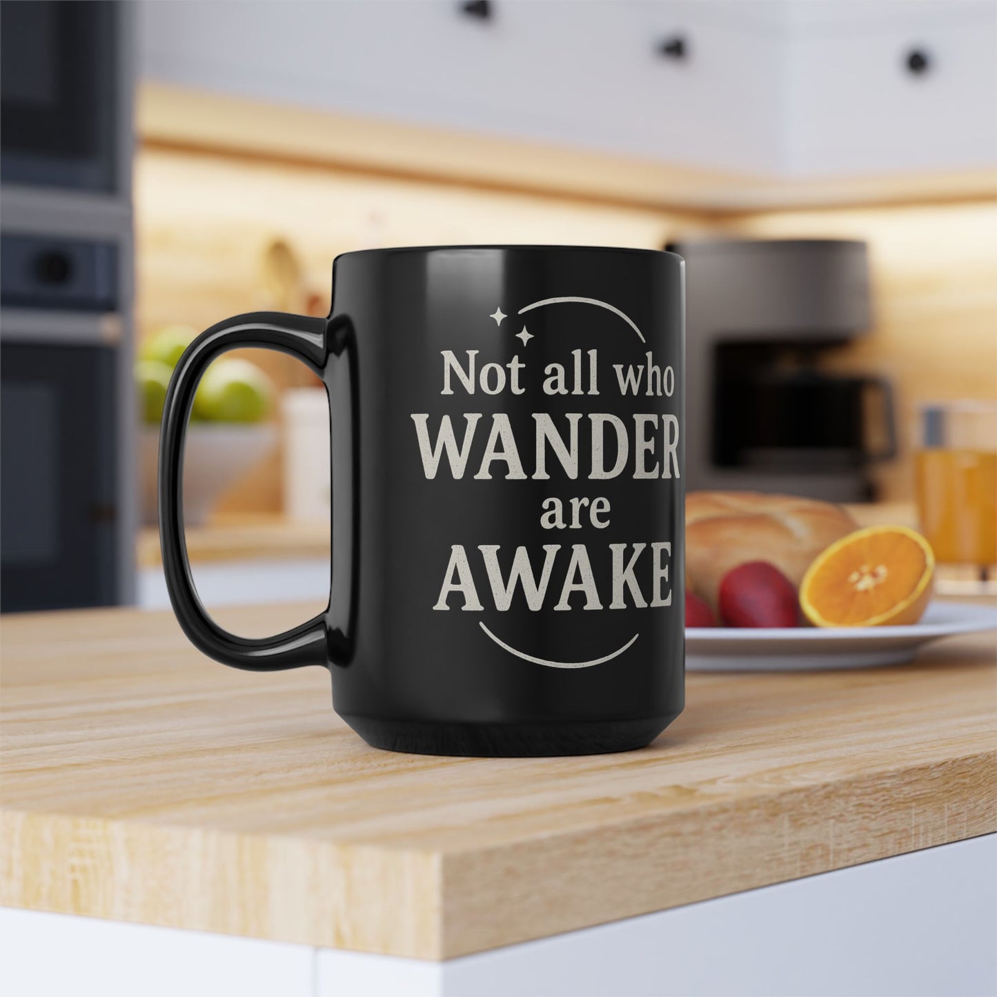 Wanderer’s Dream Black Coffee Mug | Adventure Lovers Gift | Wanderlust, Travel, Inspirational Quote, Unique Home Decor, Camping Mug
