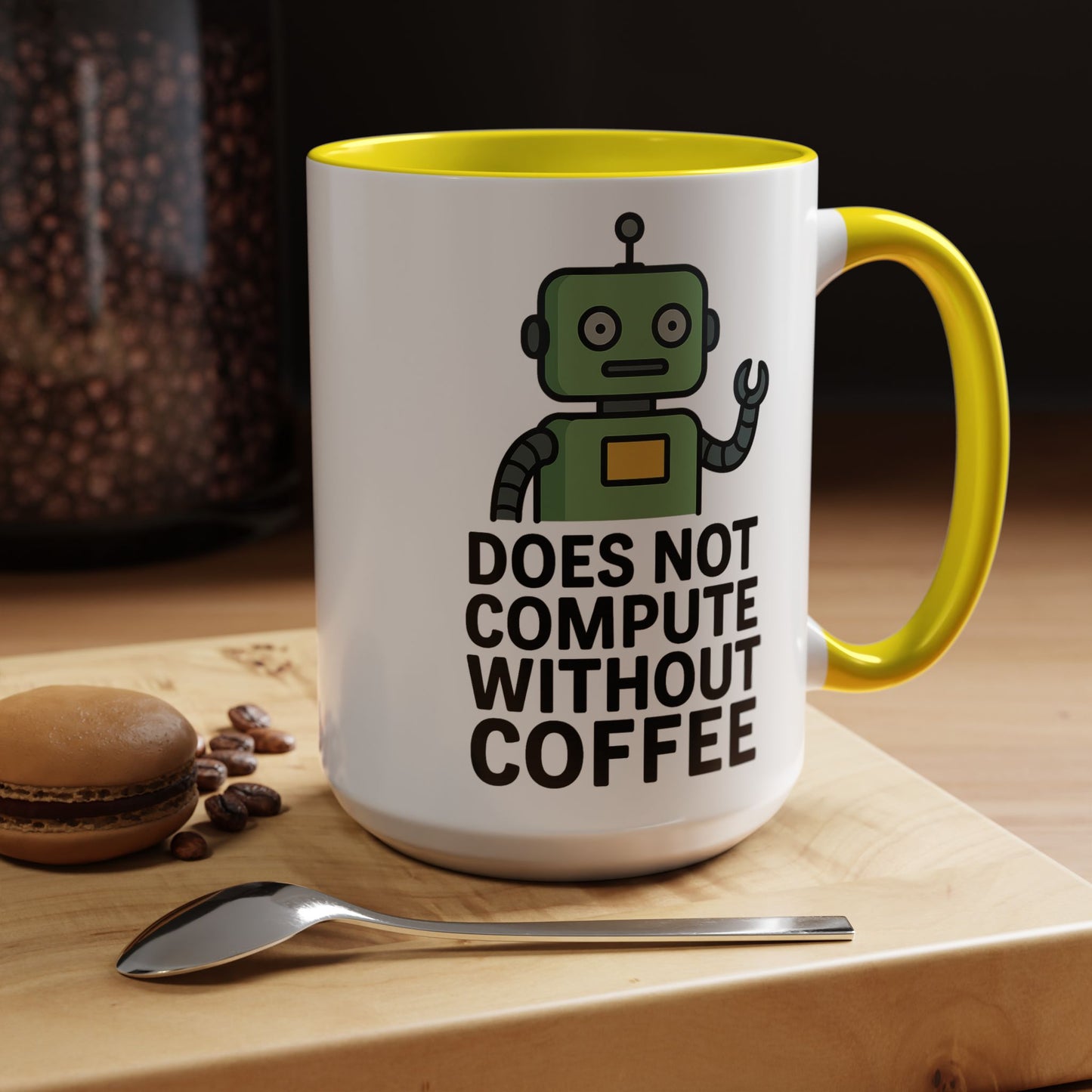 Funny Robot Coffee Mug | Does Not Compute Without Coffee | Gift for Tech Lovers, Office Humor, Geeky Kitchen Decor