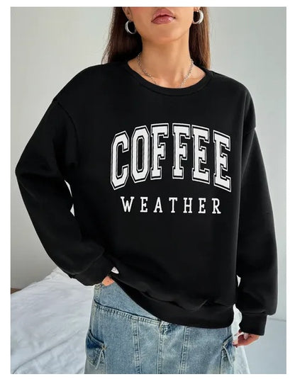 Coffee Weather Women Basic Casual Pullover