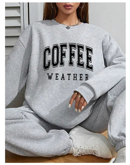 Coffee Weather Women Basic Casual Pullover