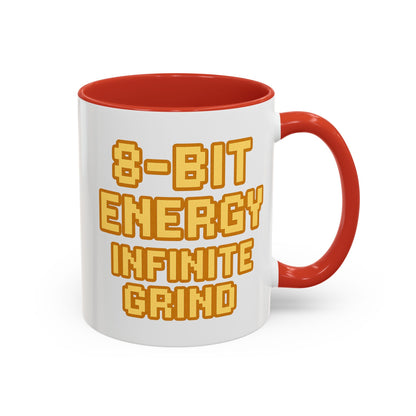 8-Bit Energy Infinite Grind, Cool Gaming Gift, Retro Video Game Cup, Perfect for Gamers, Fun Office Mug