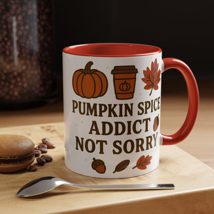 Pumpkin Spice Addict Coffee Mug, Cozy Fall Gift for Coffee Lovers, Autumn Decor, Cute Mug for Thanksgiving