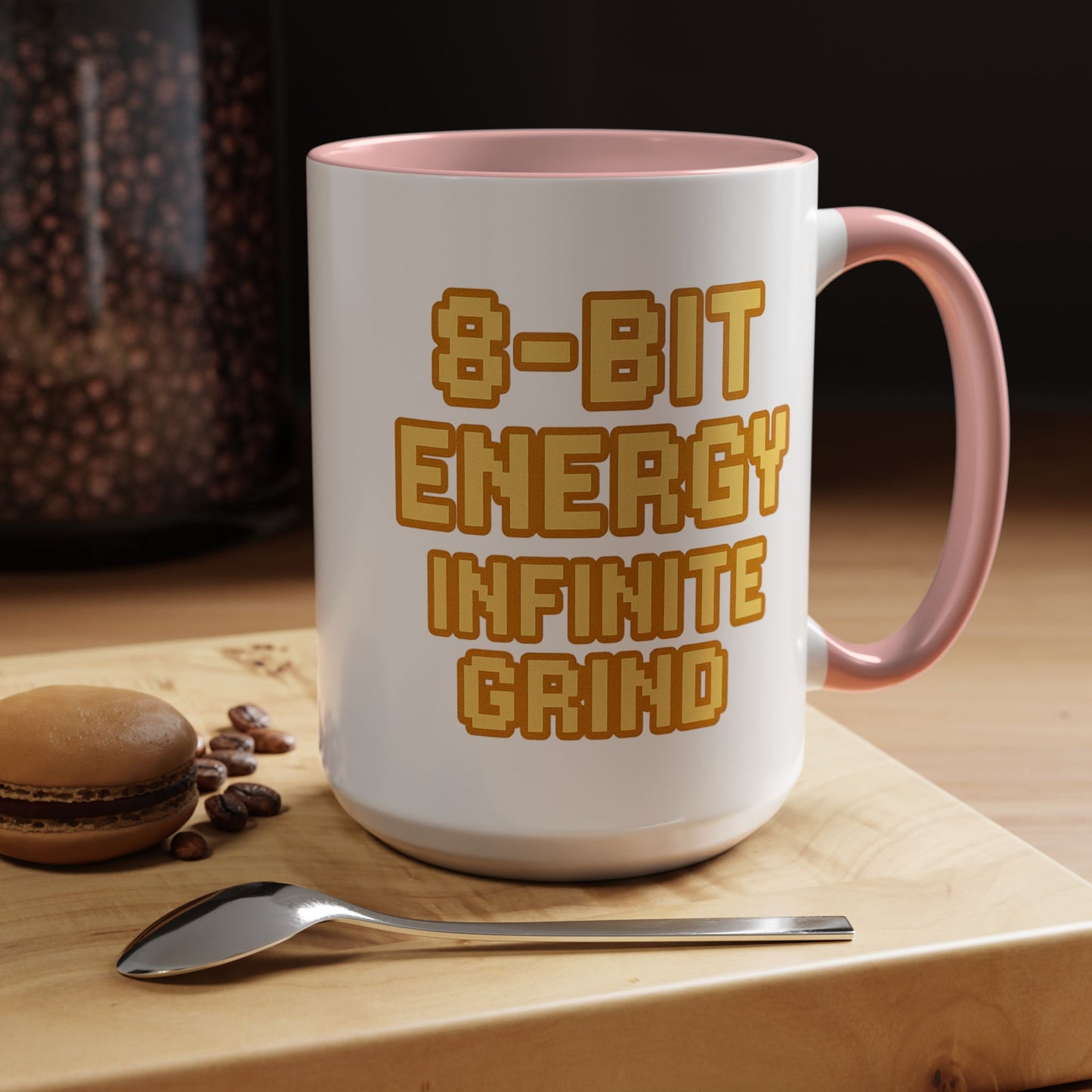 8-Bit Energy Infinite Grind, Cool Gaming Gift, Retro Video Game Cup, Perfect for Gamers, Fun Office Mug