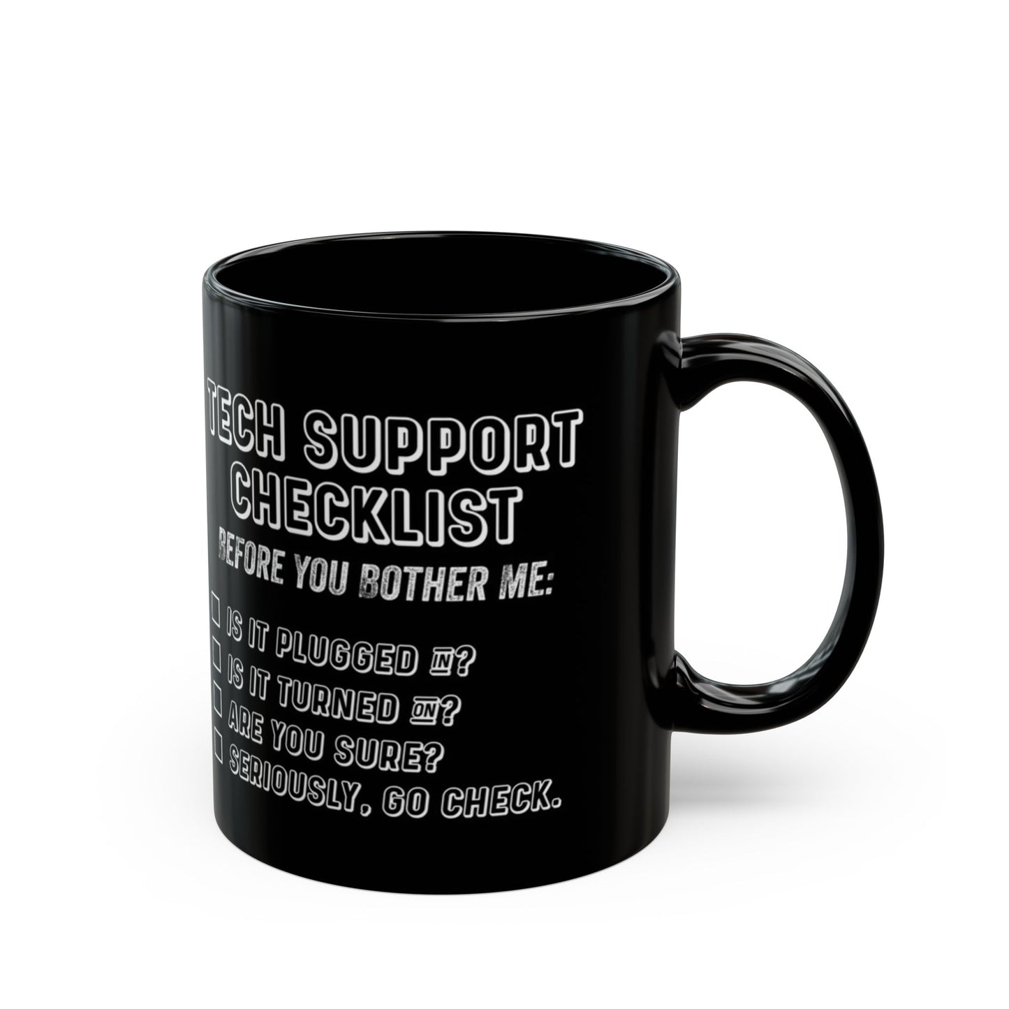 Tech Support Checklist Mug, Funny Coffee Cup for IT Professionals, Gift for Geeks, Office Humor, Programmer Mug