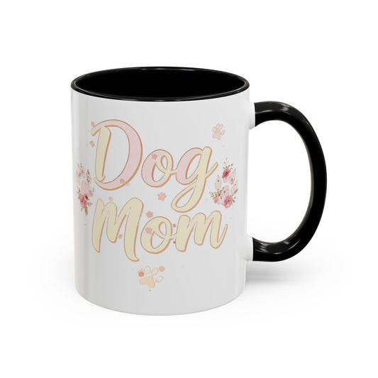 Dog Mom Accent Coffee Mug, Floral Mug Gift, Pet Lover Mug, Mother's Day Gift, Cute Coffee Cup