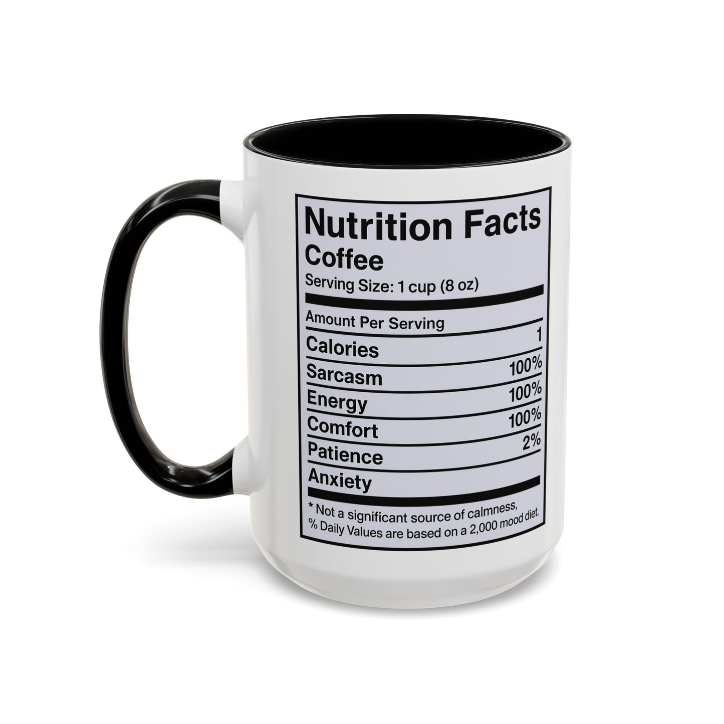 Humorous Coffee Nutrition Facts Mug, Funny Gift for Coffee Lovers