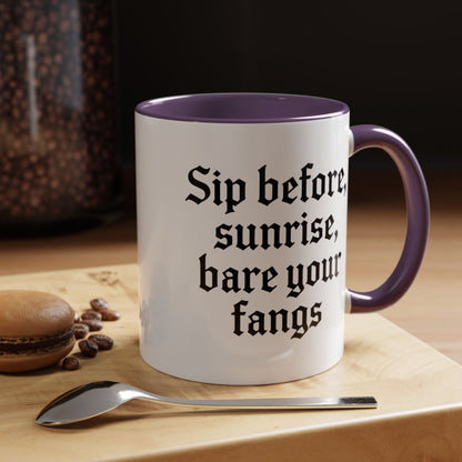 Sip Before Sunrise, Gothic Style, Perfect for Morning Coffee, Halloween Gift, Unique Home Decor, Sarcastic Quote Mug