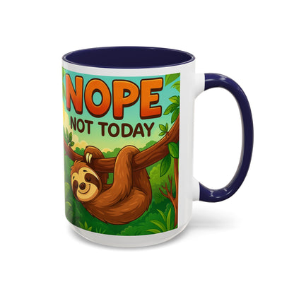Sloth Nope Not Today-Themed Coffee Mug, Humorous Accent Mug for Animal Lovers, Perfect for Birthdays