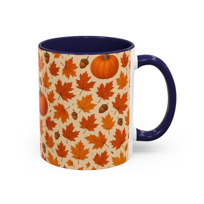 Autumn Leaves Coffee Mug, Pumpkin Mug, Fall Decor, Seasonal Gift, Nature Lover Mug, Cozy Kitchenware