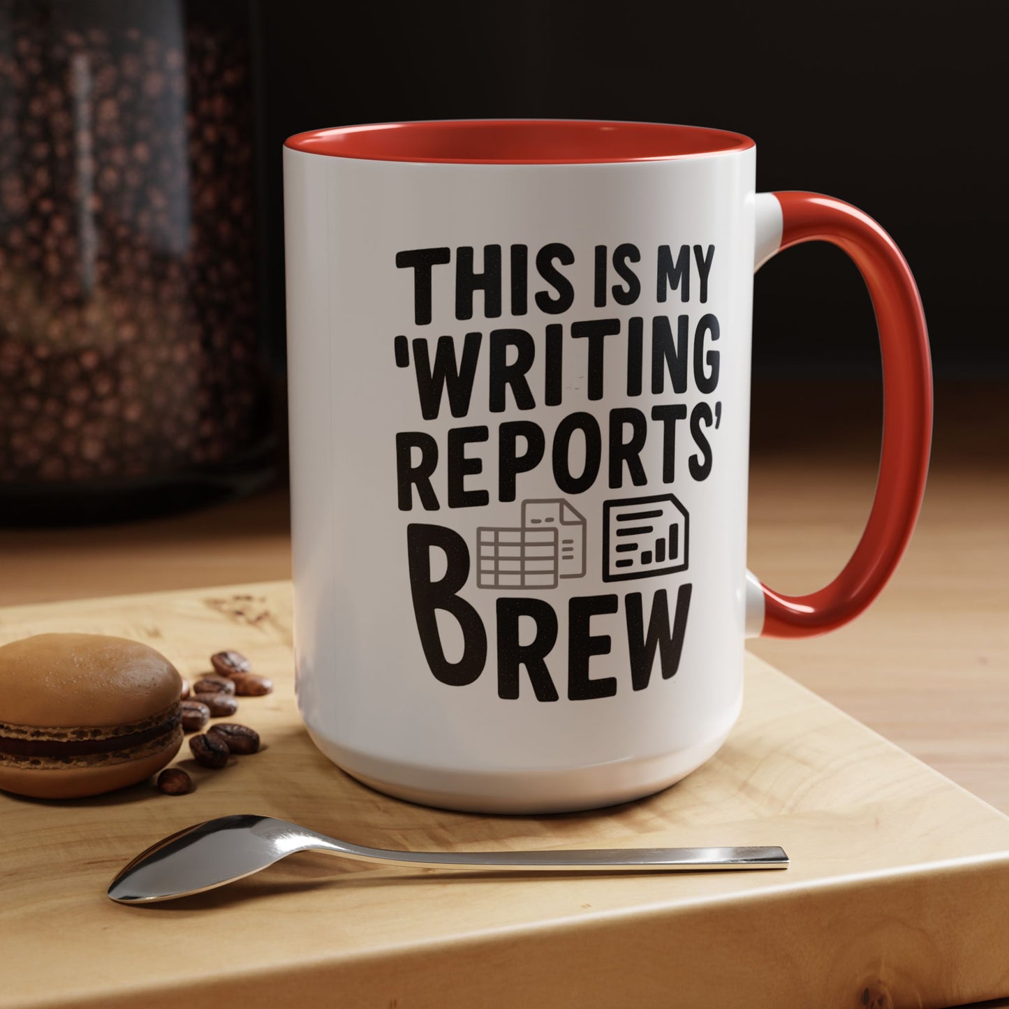 Writing Reports Accent Coffee Mug – Funny Office Gift, Work From Home, Police, Coffee Lover Humor