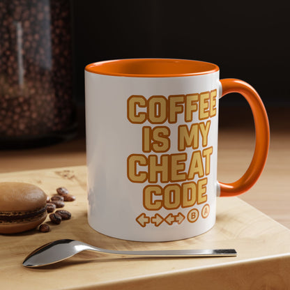 Coffee is My Cheat Code, Game Themed Gift, Funny Mug for Gamers, Gaming Accessory, Birthday Gift for Him