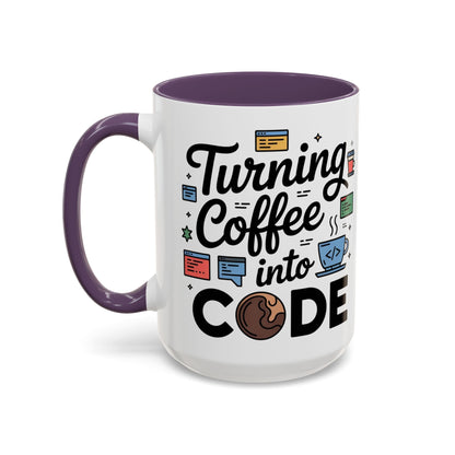 Turning Coffee into Code Mug, Programmer Gift, Coffee Lovers Cup, Tech Humor, Office Decor, Geeky Coffee Mug