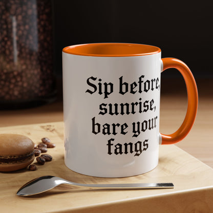 Sip Before Sunrise, Gothic Style, Perfect for Morning Coffee, Halloween Gift, Unique Home Decor, Sarcastic Quote Mug