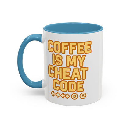 Coffee is My Cheat Code, Game Themed Gift, Funny Mug for Gamers, Gaming Accessory, Birthday Gift for Him