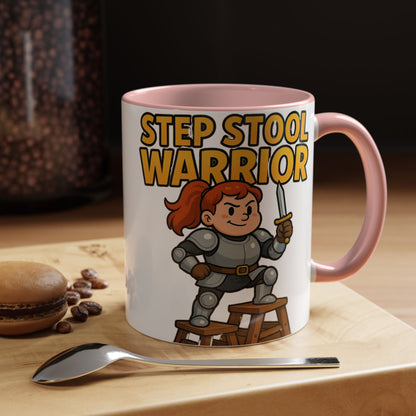 Step Stool Warrior Coffee Mug - Fun Gift for Kids, Unique Kitchenware, Playful Drinkware, Parenting Humor, Kids' Motivation