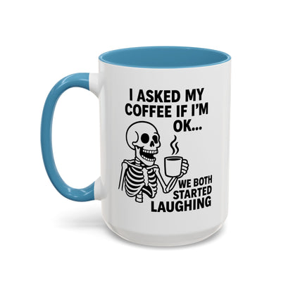 Funny Skeleton Coffee Mug, Halloween Gift, Cute Skeleton Amor, Office Mug, Day of the Dead Coffee Cup