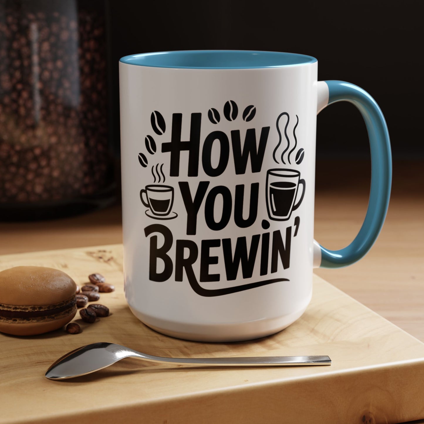 How You Brewin' Coffee Lover's Accent Mug -  Perfect for Daily Coffee Ritual, Birthday Gift