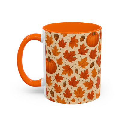 Autumn Leaves Coffee Mug, Pumpkin Mug, Fall Decor, Seasonal Gift, Nature Lover Mug, Cozy Kitchenware
