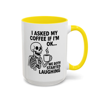 Funny Skeleton Coffee Mug, Halloween Gift, Cute Skeleton Amor, Office Mug, Day of the Dead Coffee Cup