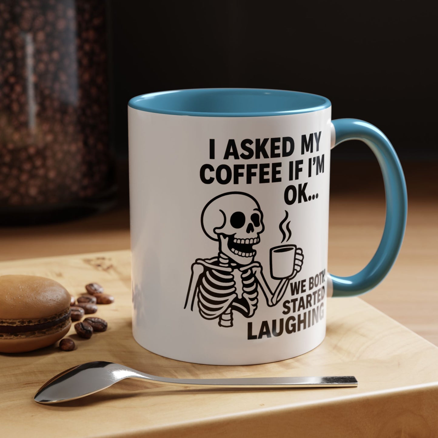 Funny Skeleton Coffee Mug, Halloween Gift, Cute Skeleton Amor, Office Mug, Day of the Dead Coffee Cup