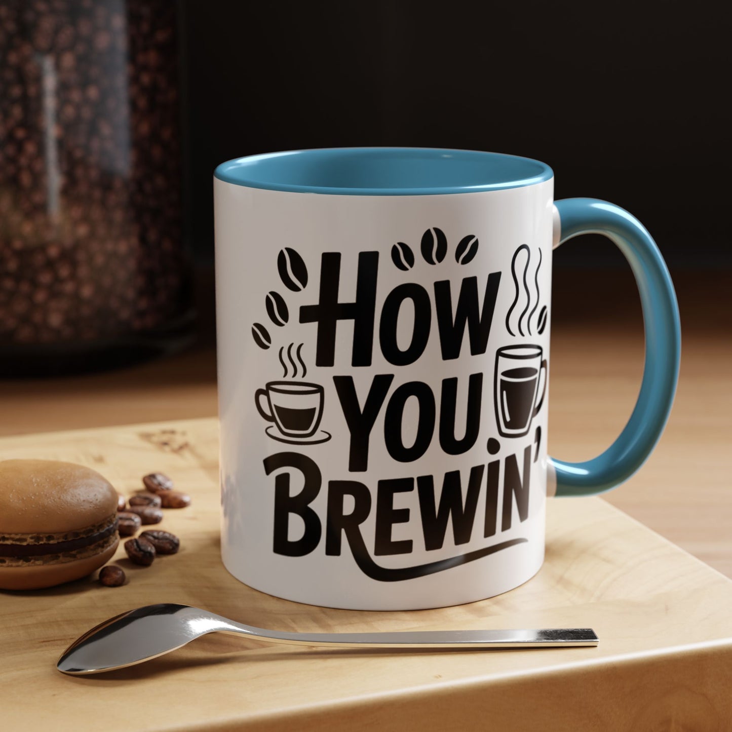 How You Brewin' Coffee Lover's Accent Mug -  Perfect for Daily Coffee Ritual, Birthday Gift
