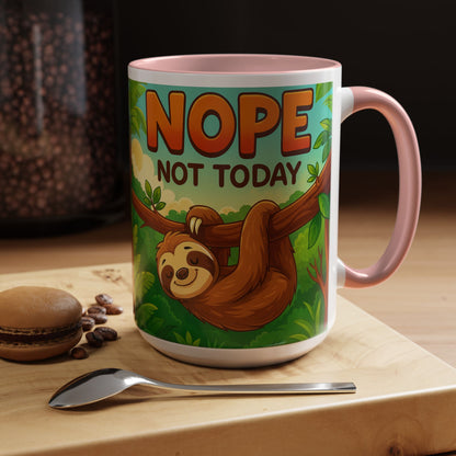 Sloth Nope Not Today-Themed Coffee Mug, Humorous Accent Mug for Animal Lovers, Perfect for Birthdays