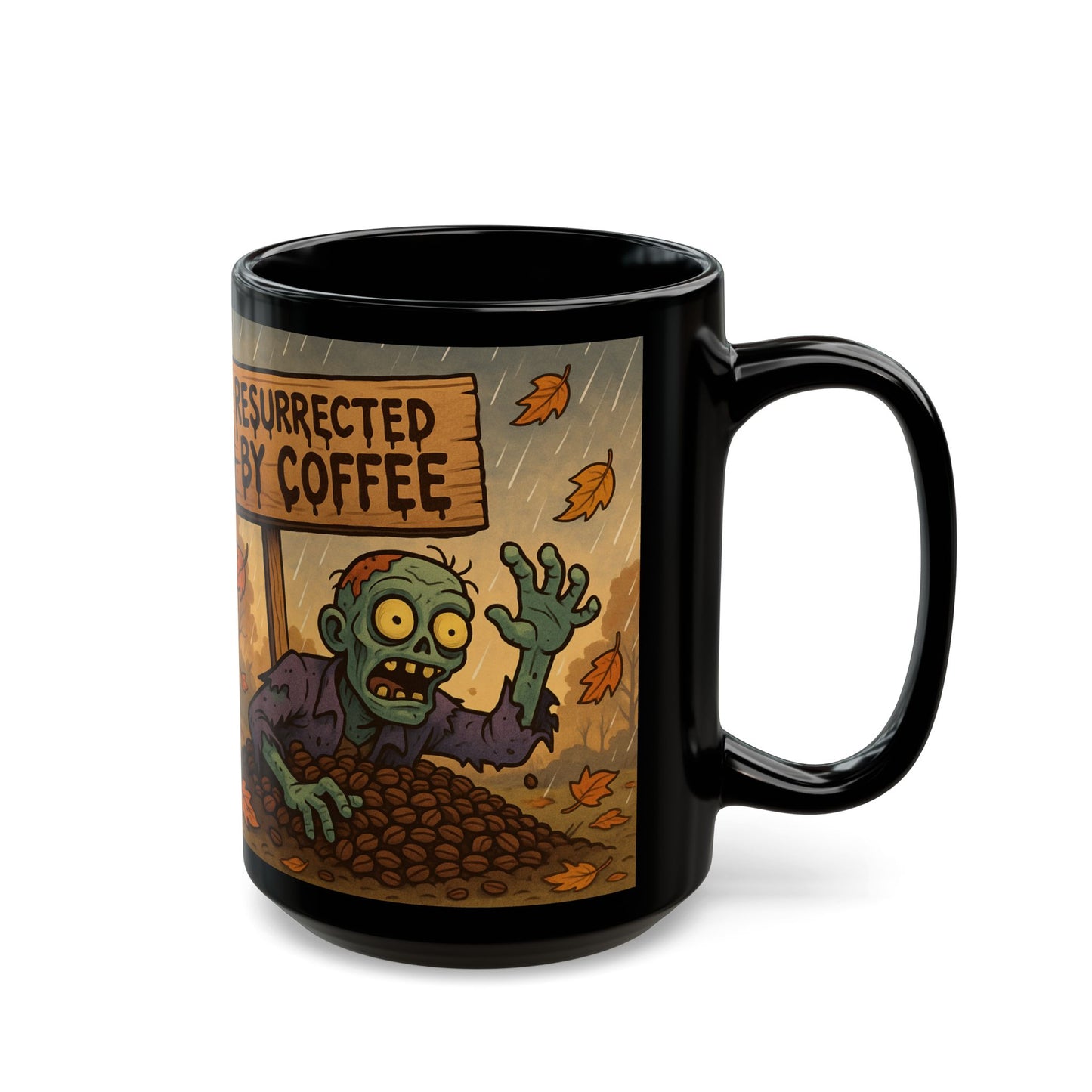 Halloween Zombie Coffee Mug, Funny Gift for Coffee Lovers, Resurrected by Coffee, Spooky Decor, Unique Halloween Gift