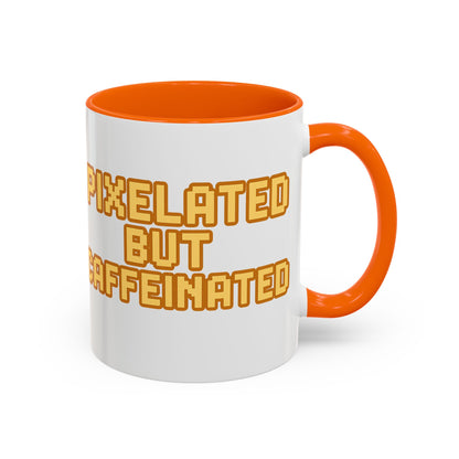 Pixelated Caffeinated Coffee Mug | Gamer Gift, Cute Coffee Cup, Retro Style Mug, Unique Gift for Him/Her, Home Office Decor