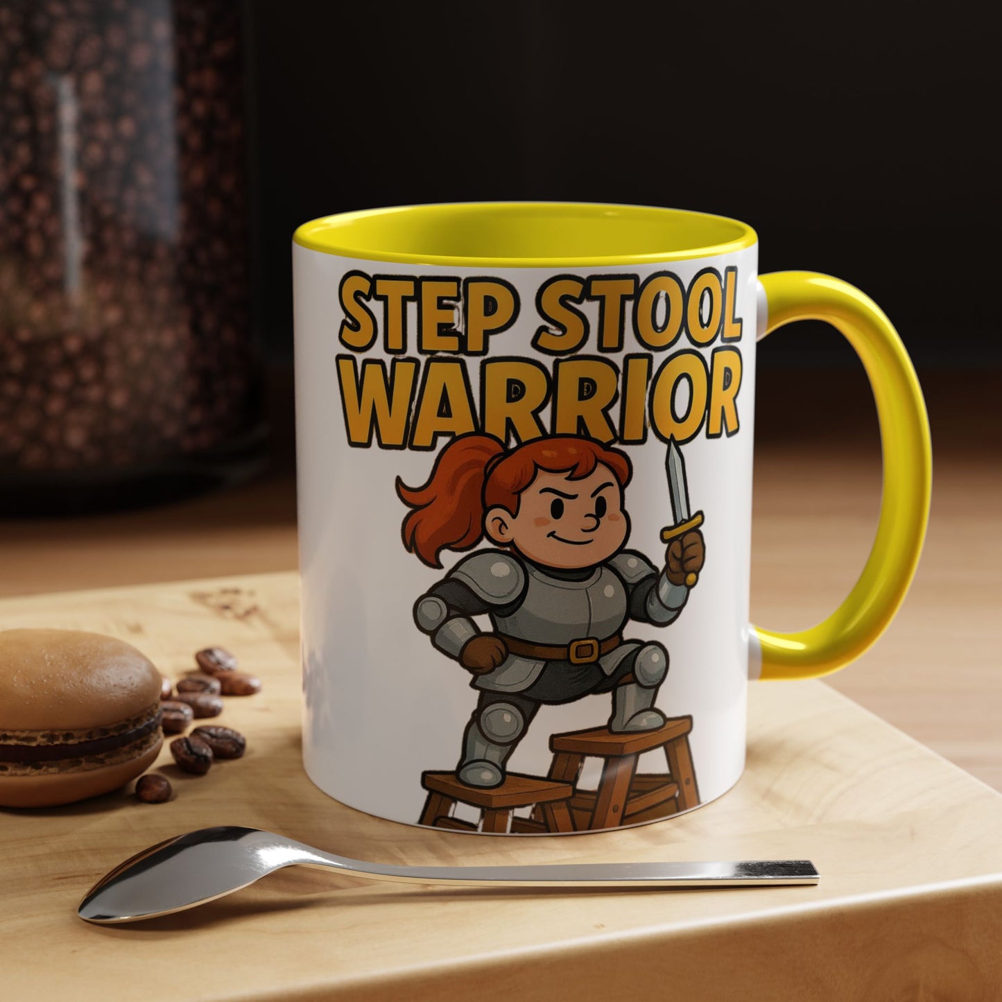 Step Stool Warrior Coffee Mug - Fun Gift for Kids, Unique Kitchenware, Playful Drinkware, Parenting Humor, Kids' Motivation