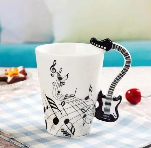 Music Notes with Instrument Handle ceramic mug porcelain cup - Mug World