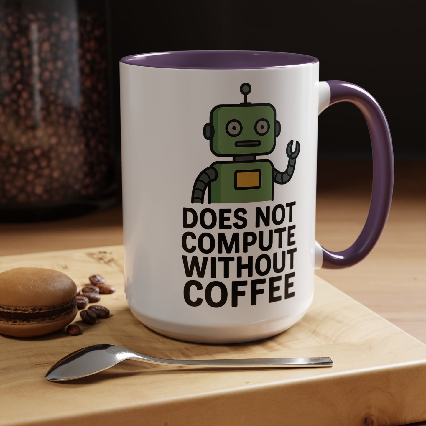 Funny Robot Coffee Mug | Does Not Compute Without Coffee | Gift for Tech Lovers, Office Humor, Geeky Kitchen Decor