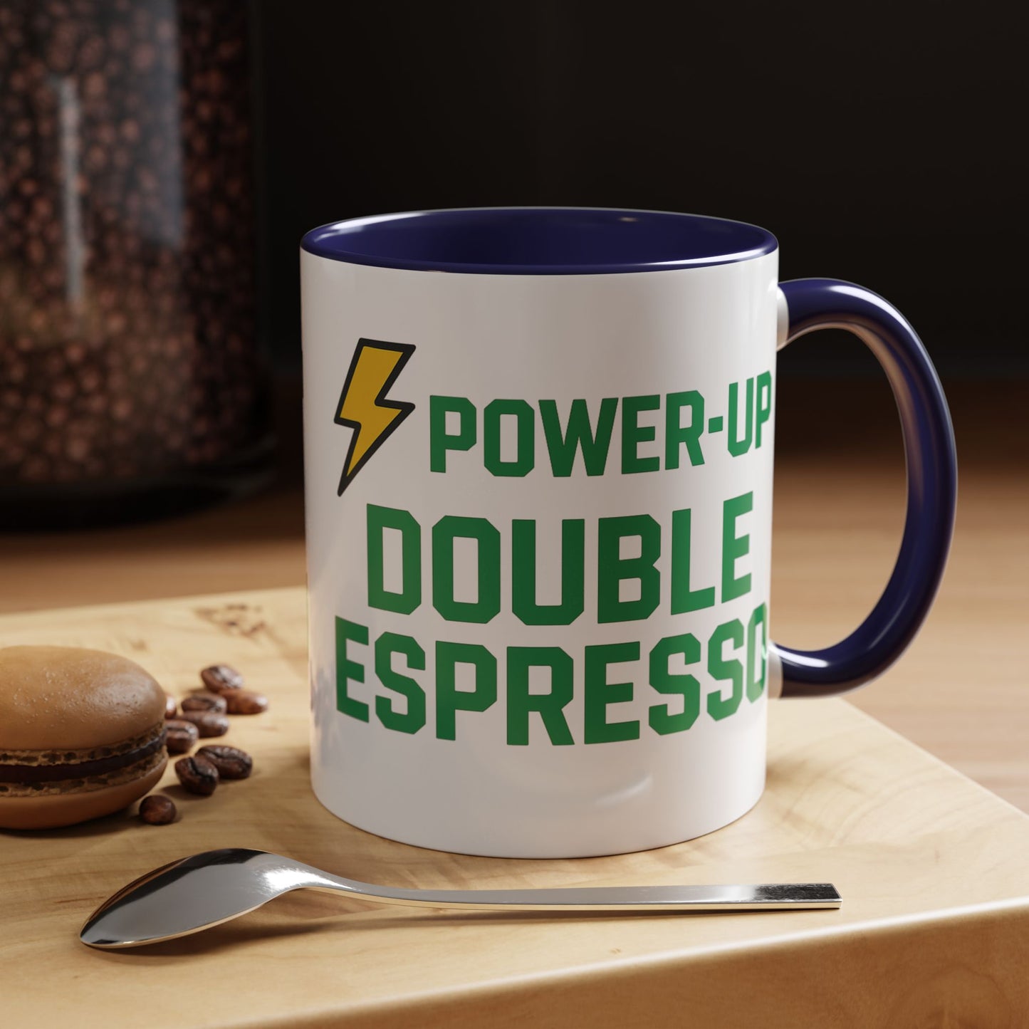 Power-Up Double Espresso Coffee Mug | Energizing Drinkware for Coffee Lovers, Gift for Baristas, Morning Motivation, Kitchen Decor