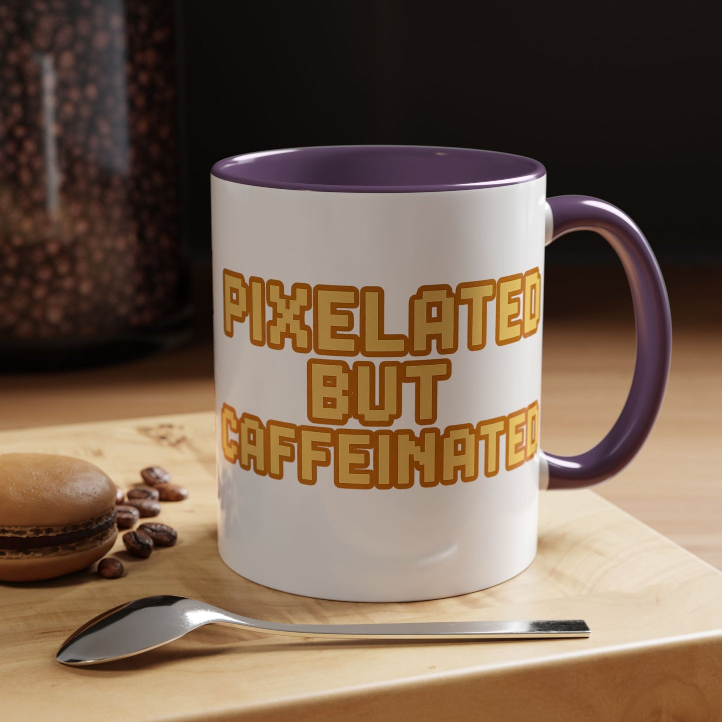 Pixelated Caffeinated Coffee Mug | Gamer Gift, Cute Coffee Cup, Retro Style Mug, Unique Gift for Him/Her, Home Office Decor