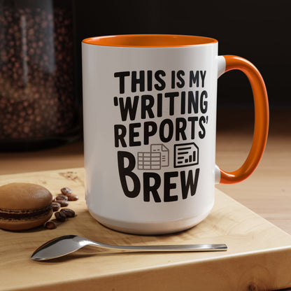 Writing Reports Accent Coffee Mug – Funny Office Gift, Work From Home, Police, Coffee Lover Humor