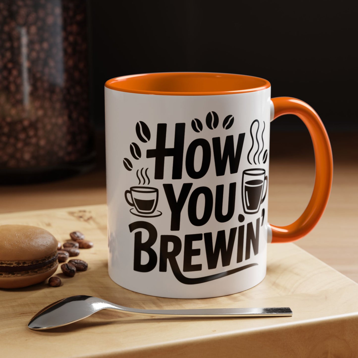 How You Brewin' Coffee Lover's Accent Mug -  Perfect for Daily Coffee Ritual, Birthday Gift