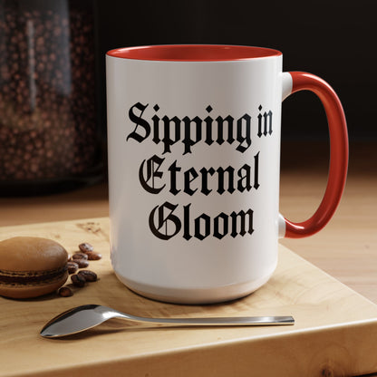 Eternal Gloom Accent Mug - Gothic Coffee Cup, Dark Aesthetic Drinkware, Unique Gift for Halloween, Home Office Decor, Quote Mug