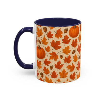 Autumn Leaves Coffee Mug, Pumpkin Mug, Fall Decor, Seasonal Gift, Nature Lover Mug, Cozy Kitchenware
