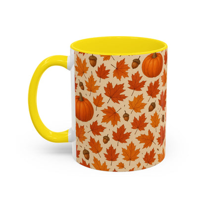 Autumn Leaves Coffee Mug, Pumpkin Mug, Fall Decor, Seasonal Gift, Nature Lover Mug, Cozy Kitchenware