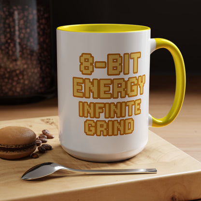 8-Bit Energy Infinite Grind, Cool Gaming Gift, Retro Video Game Cup, Perfect for Gamers, Fun Office Mug