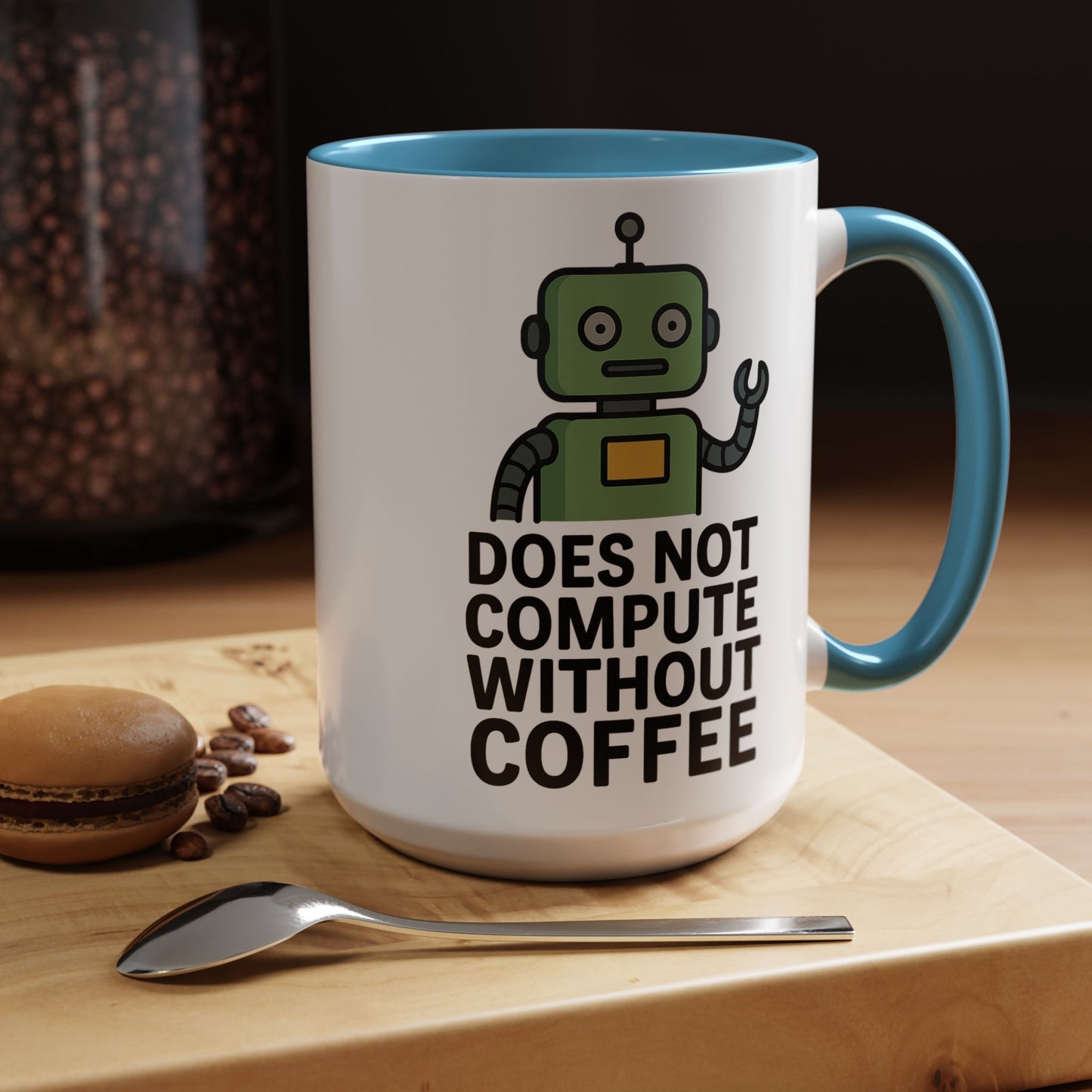 Funny Robot Coffee Mug | Does Not Compute Without Coffee | Gift for Tech Lovers, Office Humor, Geeky Kitchen Decor