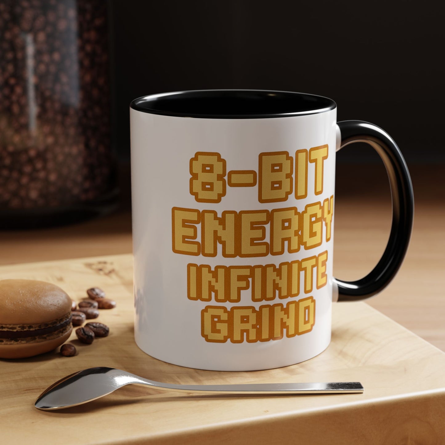 8-Bit Energy Infinite Grind, Cool Gaming Gift, Retro Video Game Cup, Perfect for Gamers, Fun Office Mug