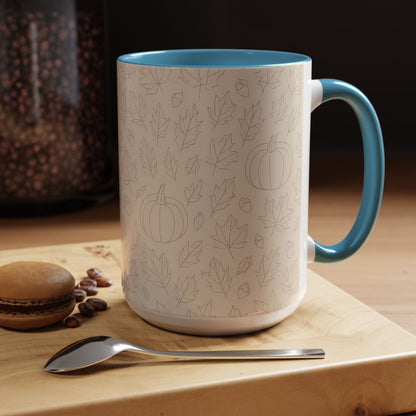 Autumn Leaves Accent Coffee Mug | Fall Decor, Pumpkin Lovers Gift, Cozy Mornings, Seasonal Kitchenware, Ideal for Thanksgiving