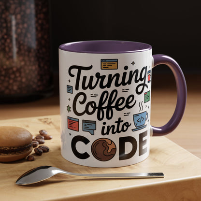 Turning Coffee into Code Mug, Programmer Gift, Coffee Lovers Cup, Tech Humor, Office Decor, Geeky Coffee Mug