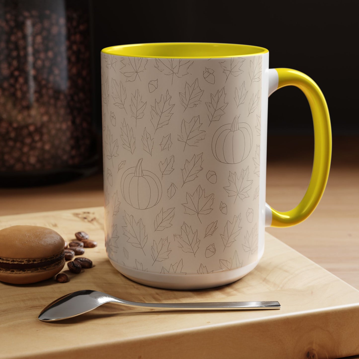 Autumn Leaves Accent Coffee Mug | Fall Decor, Pumpkin Lovers Gift, Cozy Mornings, Seasonal Kitchenware, Ideal for Thanksgiving