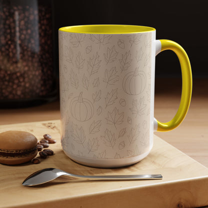 Autumn Leaves Accent Coffee Mug | Fall Decor, Pumpkin Lovers Gift, Cozy Mornings, Seasonal Kitchenware, Ideal for Thanksgiving